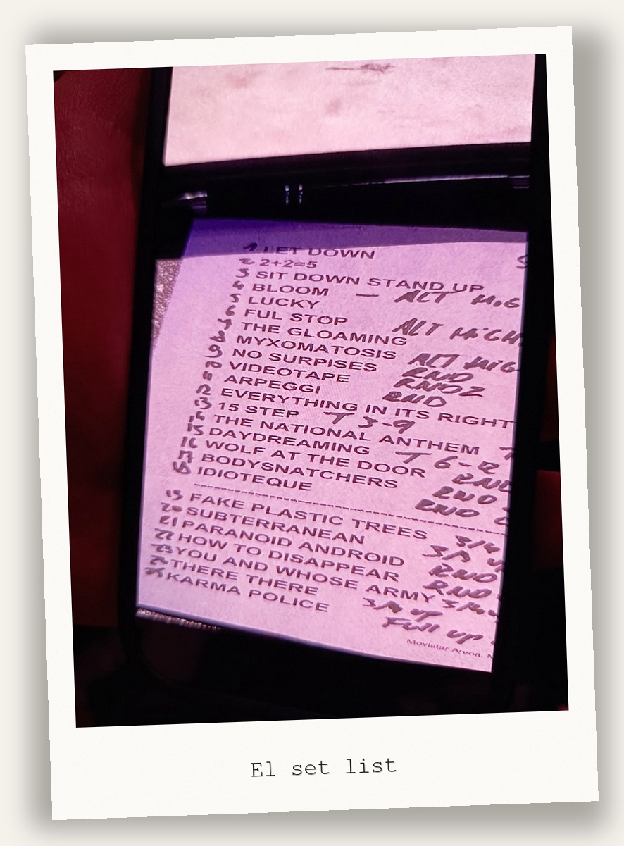 El set list